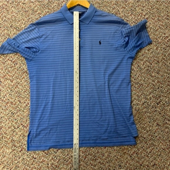 Polo Ralph Lauren Blue Striped Kapalua Short Sleeve Polo Golf Shirt Size L - Picture 7 of 9